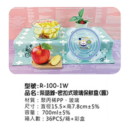 柴語錄 密扣式玻璃保鮮盒(圓)